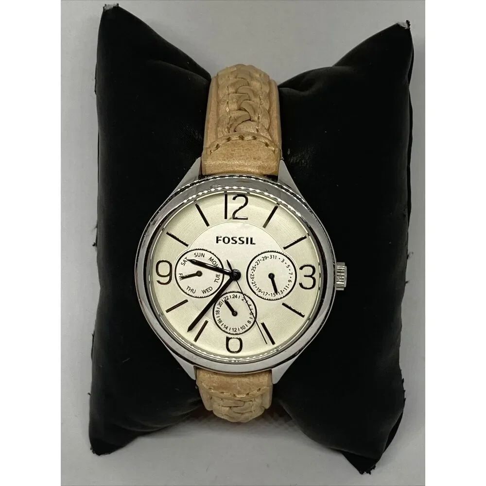 Fossil BQ3249 Women's Leather White Analog Dial Quartz Genuine Wrist Watch JK739